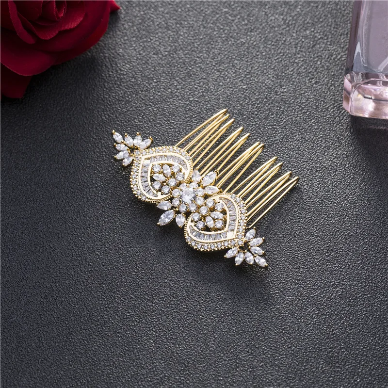 

Paved Zircon Hair Comb Vintage Full Cubic Zircon Combs CZ Bride Hair Jewelry Bridal Headpiece Wedding Hair Accessories WIGO1125