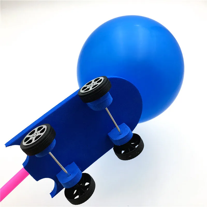 Happyxuan Дети DIY приводимый в движение воздушным шариком автомобильный комплект для начальной школы детского сада забавные физики эксперименты научная игрушка Обнаружение стволовых образования