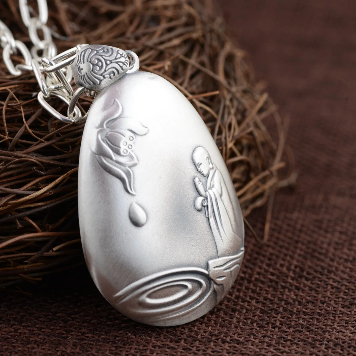 

New jewelry fashion s990 fine silver man pendant matte process new Heart Sutra