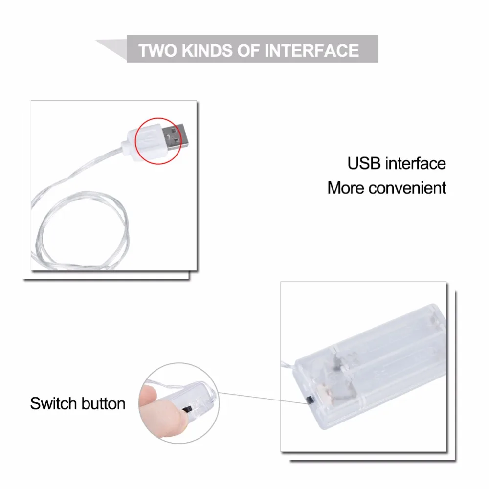 USB AA светодиодная гирлянда на батарейках с зажимом для фото карты Рождественская