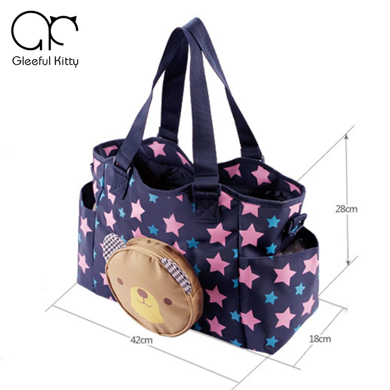 

3pcs/set Nylon Waterproof Baby Diaper Bags Messenger Bags Multifunctional Large Capacity Mummy Bag Stars Bear Women Diaper Bag