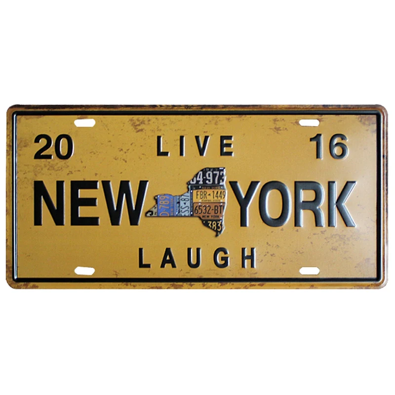Металлический номерной знак с изображением Нью Йорка США винтажный Декор для