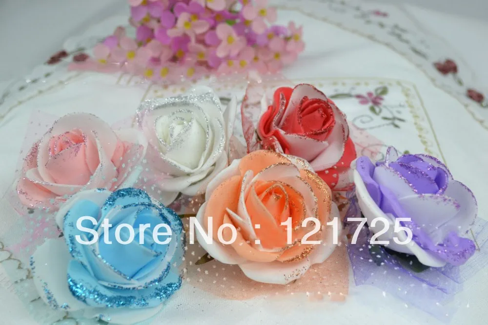 

Бесплатная доставка, пенная Роза, цветок с порошком, пряжа, ручная работа, украшение для дома, искусственные цветы, свадебные принадлежности