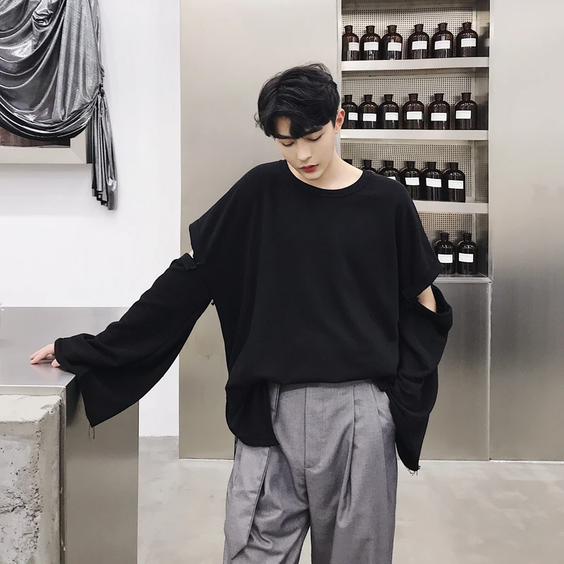 

M-XXL!! Spring and Autumn Designers Careful Machine Hollow Destruction Loose Turtleneck Tops Trendy Fringe Lazy Jacket.