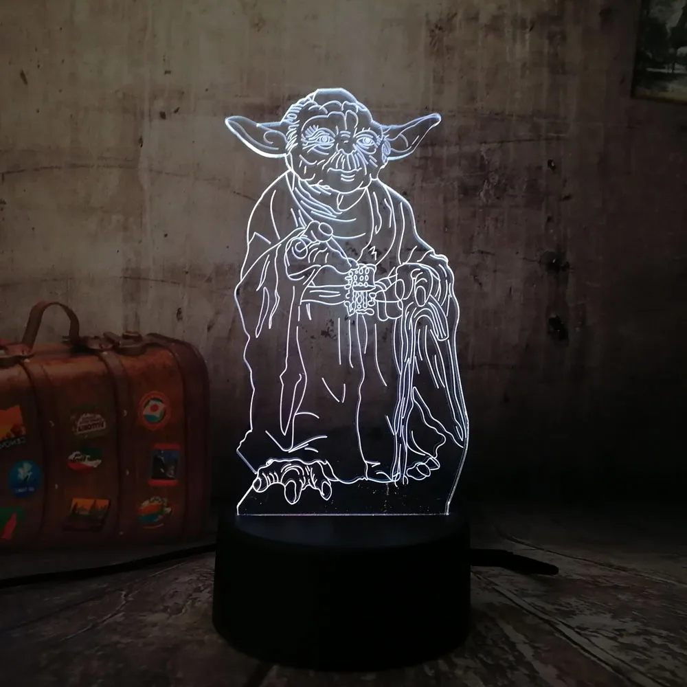 Новинка Новые Звездные войны Мастер Йода светодиодный 3d-ночник настольная лампа RGB 7 цветов изменить мальчиков Игрушка Рождественский подарок декор комнаты Лава