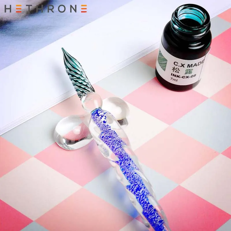 Hethrone перьевая ручка с высоким стеклом, каллиграф, винтажная Волшебная подарочная ручка с чернилами, водная ручка для Английской Каллиграфии, ручка звездного неба
