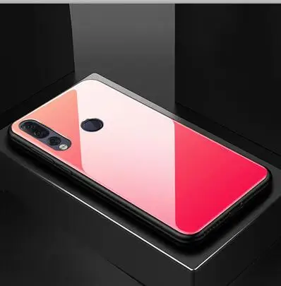 Тонкий силиконовый чехол белого цвета для lenovo Z5S z5s с градиентом, жесткая задняя крышка из закаленного стекла для lenovo Z5S, чехол s Shell - Цвет: Красный
