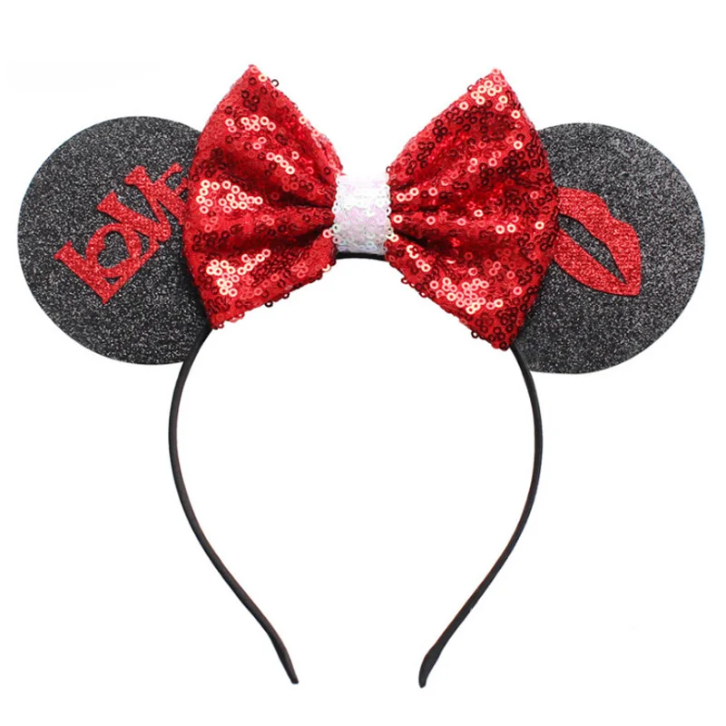 C Рождественская Женская головная повязка disney Новые Kawaii аксессуары для волос Детские волосы девушка Минни уши Микки банты головной убор головная повязка Вечерние - Цвет: C