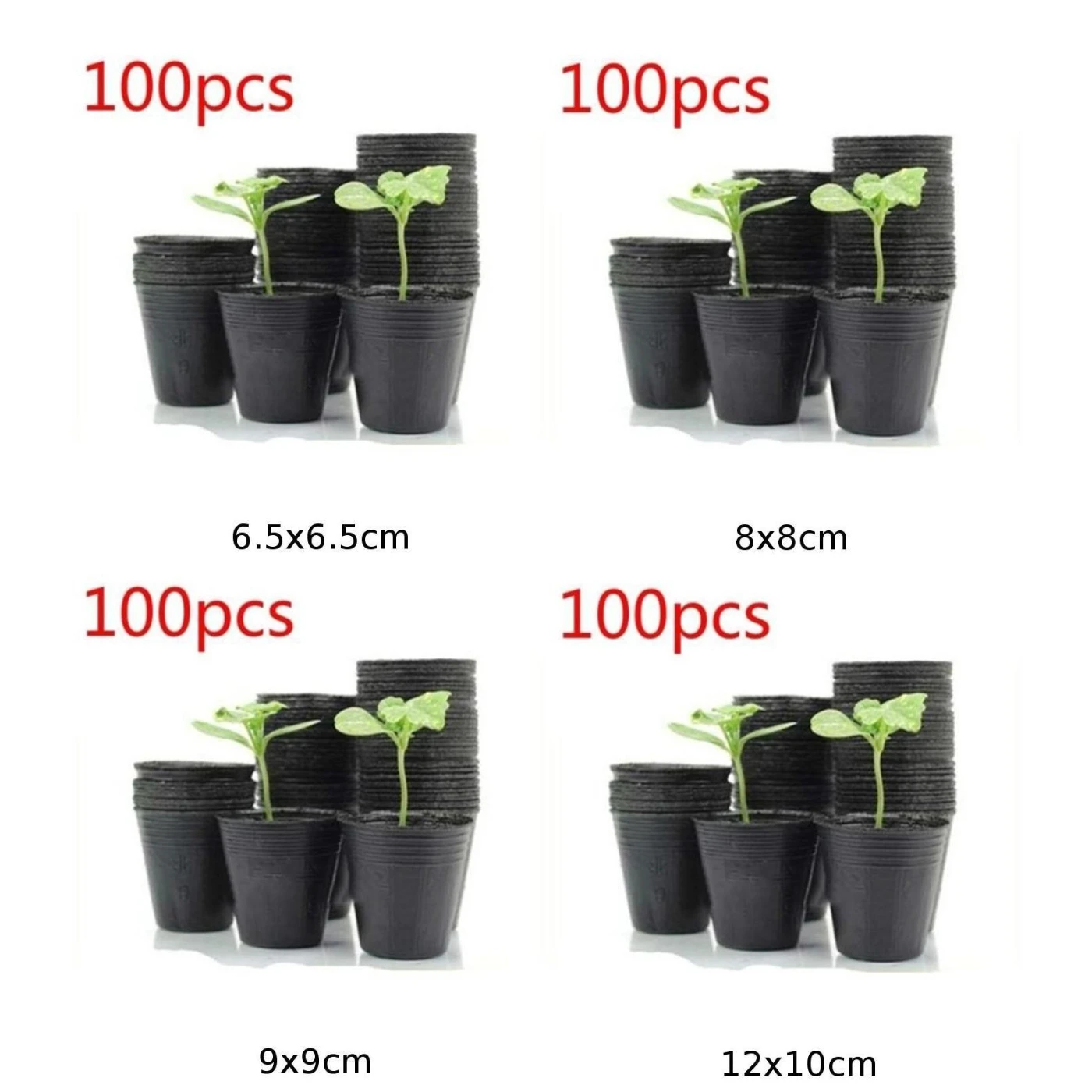 

New 100X Garden Black Plastic Durable Breathable Nutritional Plant Seedling Pots