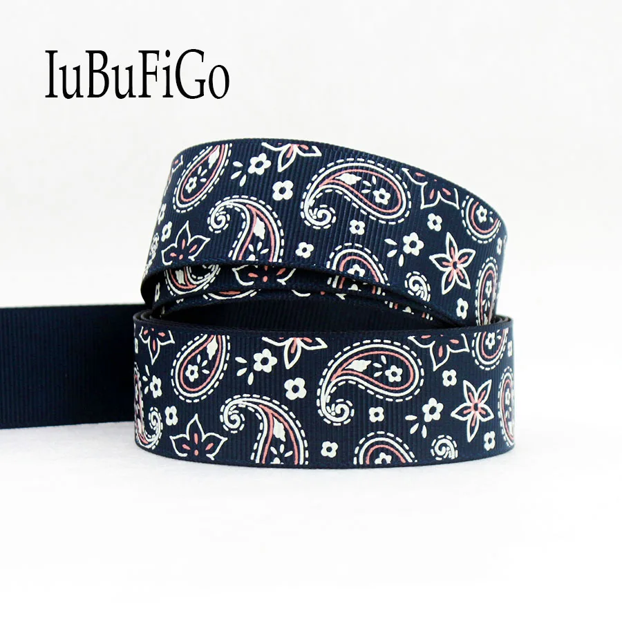 1 &quot(25 мм) цветы Пейсли напечатаны Grosgrain ленты и бант для волос атласная Сделай сам