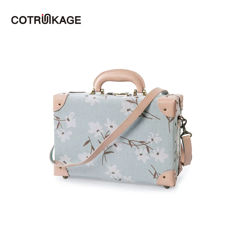 COTRUNKAGE Mini 12 &quotЖенская Натуральная кожа сверхмощная Цветочная переноска на руку