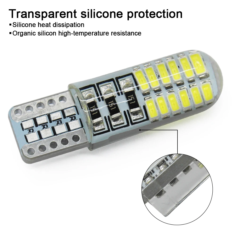 Автомобильная лампа стояночного сигнала 10xT10 W5W T10 168 194 24SMD 3014 светодиодная с