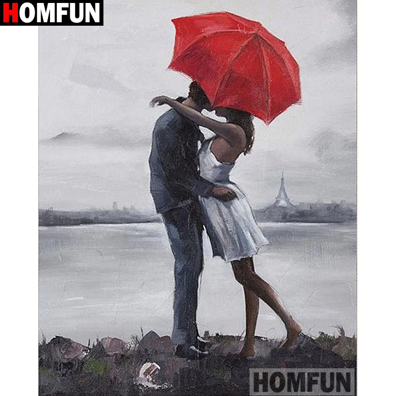 HOMFUN алмазная живопись зонт для пары картина с полными квадратными/круглыми