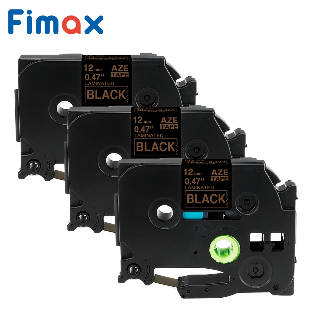 Fimax 3 шт. Совместимость для Brother P touch Label TZe334 TZ 334 Gold on Black Maker Printer Tze | Компьютеры и