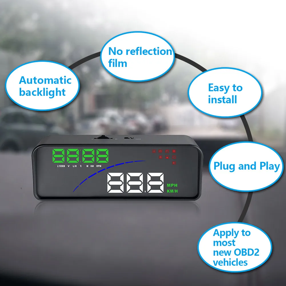 P9 HUD Автомобильный дисплей OBD2 Универсальный с 2 режимами отображения напряжения
