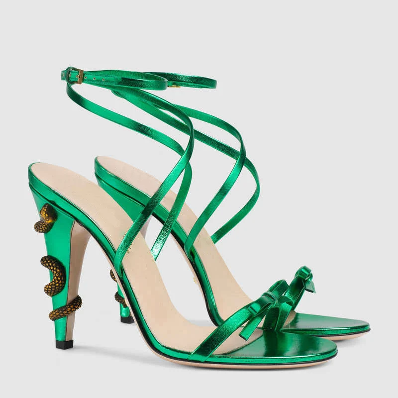 Metallic Gold Leather Sandals Snake Coiled Ankle Strappy Gradiator Shoes Women Summer Celebrity | Обувь