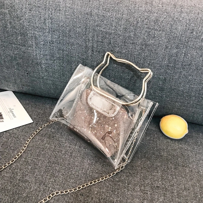 Perilla 2018 Women Transparent Bag Clear PVC Jelly Tote Messenger Bags Laser Holographic Shoulder Female Lady Sac Femme | Багаж и сумки