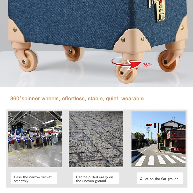 Модный голубой тканевый чехол для катания на колесиках в стиле ретро путешествий