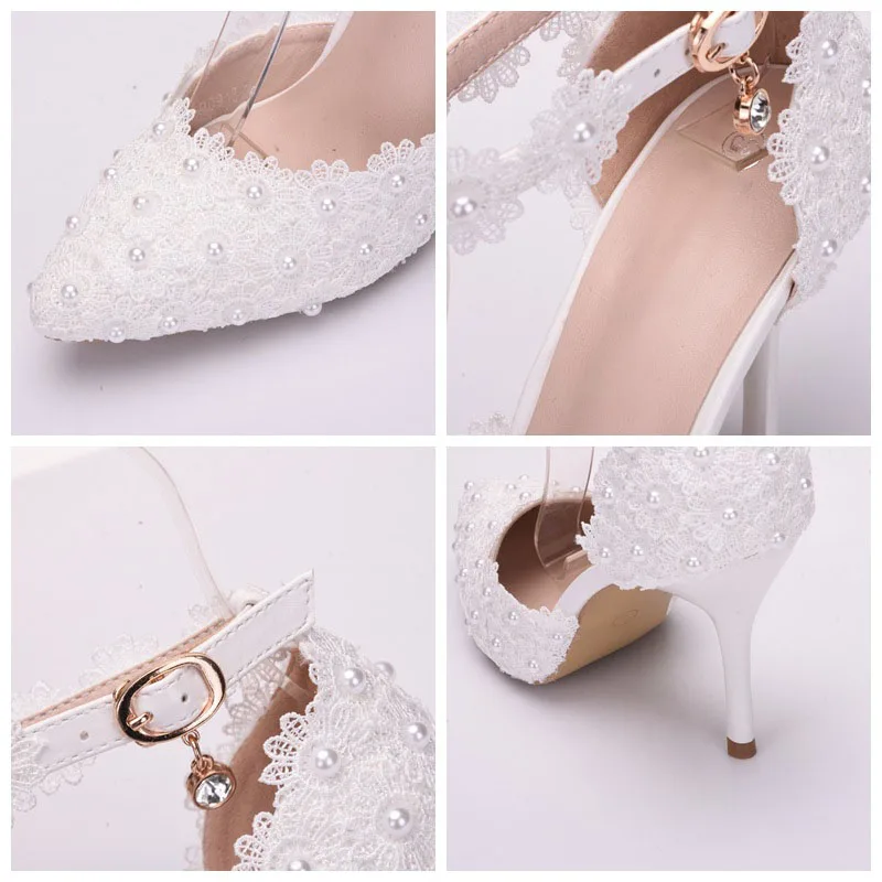 2018 Sexy High Heels Women Shoes Lace Ankle Strap White Bridal Wedding Ladies Pumps Plus Size 42 | Обувь
