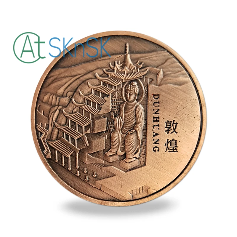 

Монета DunHuang Grotto 50 шт./лот 40 мм, сувенир в виде пещеры Будды из Китая, металлические монеты, памятная Подарочная коллекция