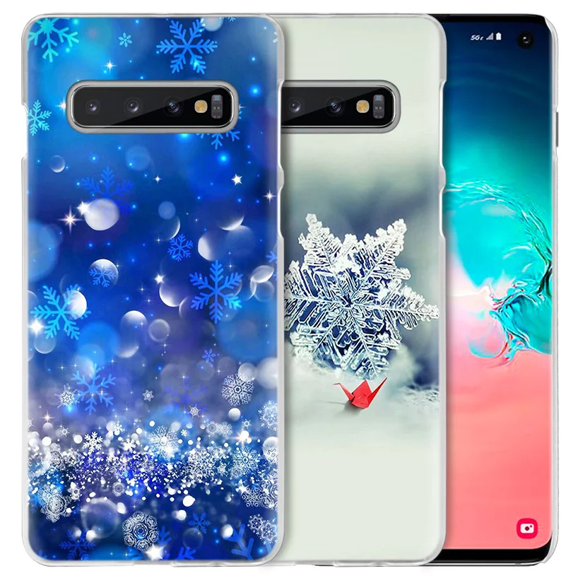 Рождественская снежинка чехол для samsung Galaxy S10 5G S10e S9 S8 M30 M20 M10 J4 J6 плюс J8 Note 8 9 прозрачный жесткий чехол из пк для телефона