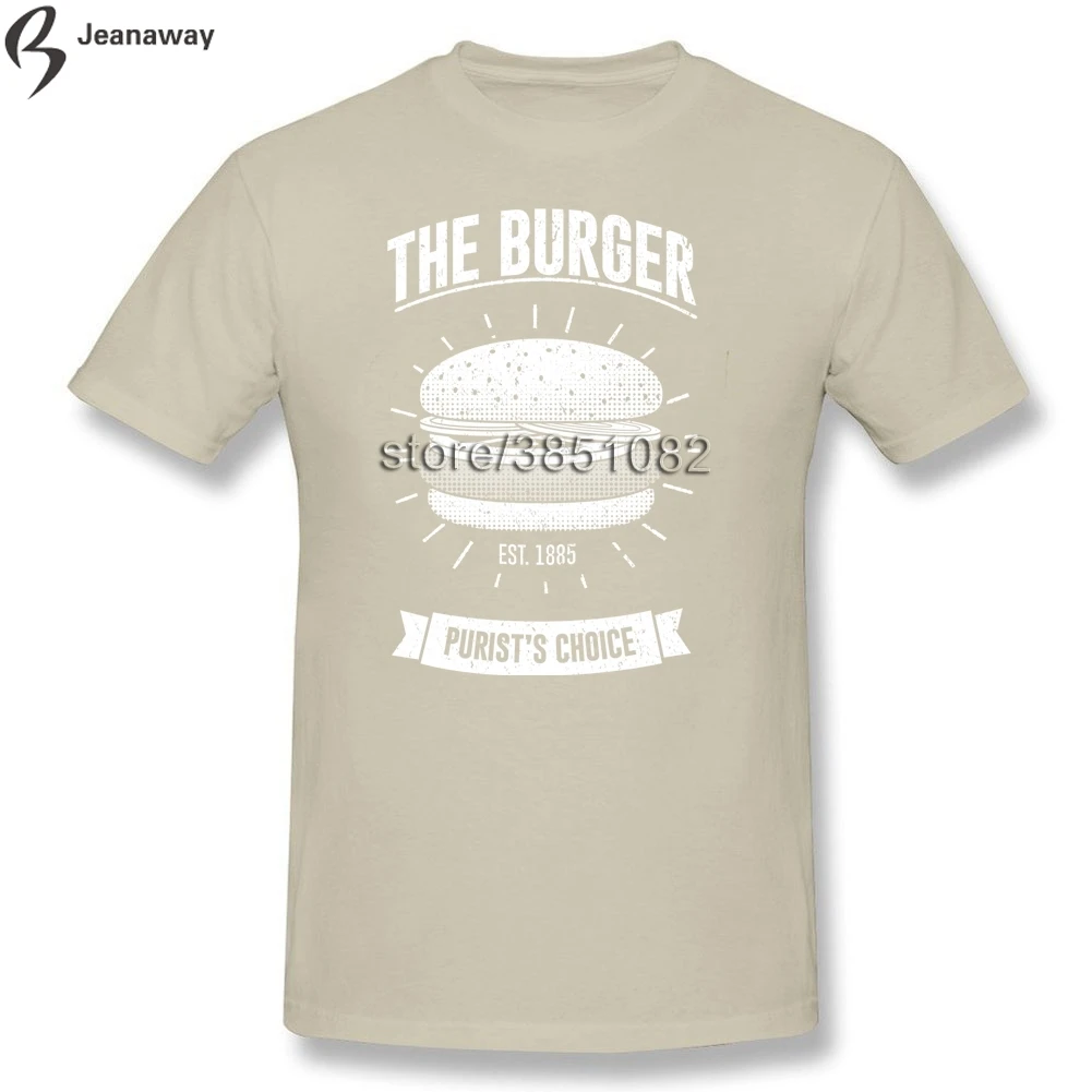 100% хлопок Burger прямой цифровой печати Для мужчин мальчик белый о-воротник