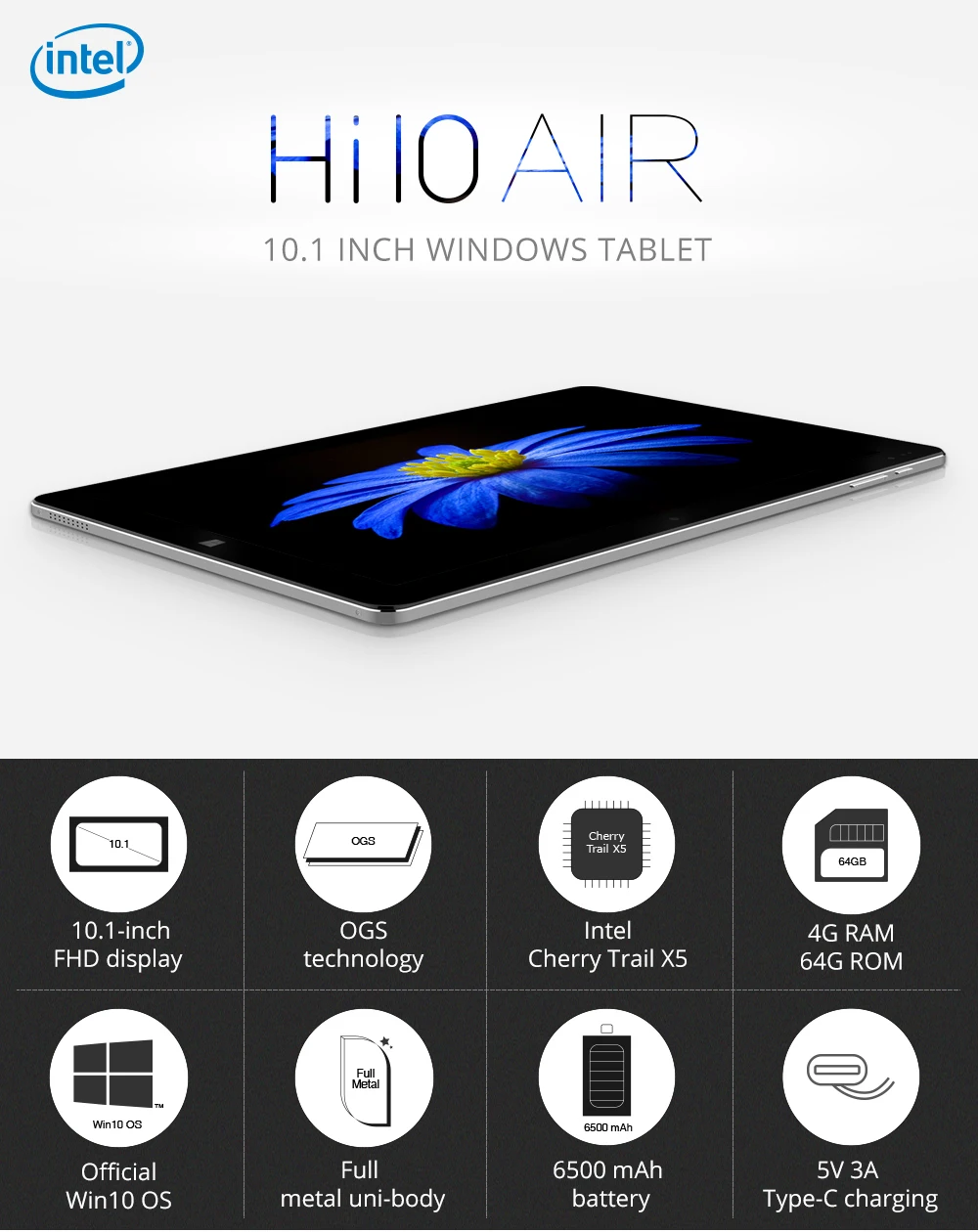 CHUWI Hi10 Air 10,1 дюймов 1920*1200 ips экран Intel Cherry Trail-T3 Z8350 четырехъядерный Windows 10 Планшеты 4 ГБ 64 ГБ Micro HDMI
