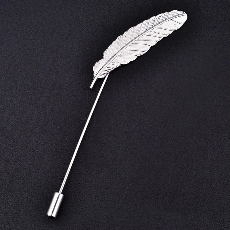 Унисекс Мужская брошь в виде листьев и пера булавки воротник костюм нагрудник