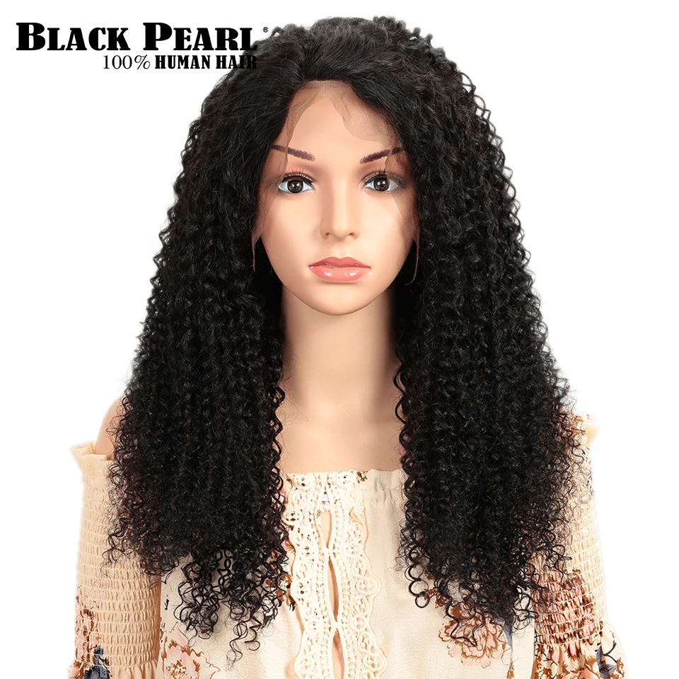 От Black pearl, 150% Синтетические волосы на кружеве человеческих волос парики 13X4 человеческие Remy бразильские кудрявые вьющиеся Синтетические волосы на кружеве al парики для чернокожих Для женщин