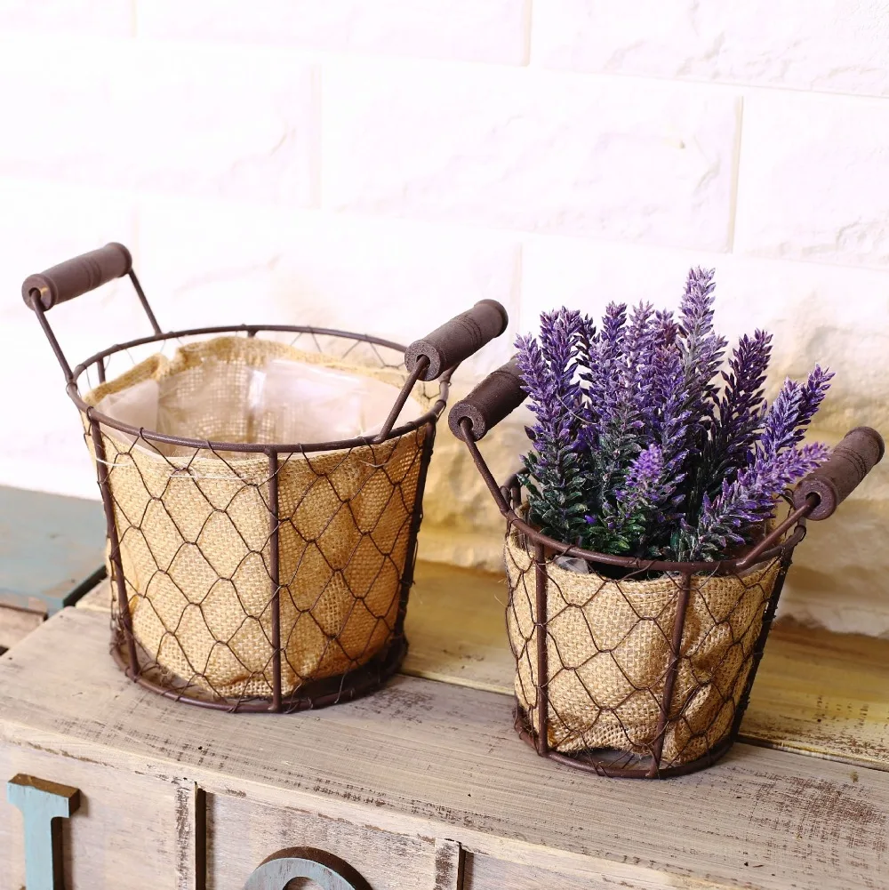 Бесплатная доставка! 2 шт./лот винтажный металлический цветочный горшок с