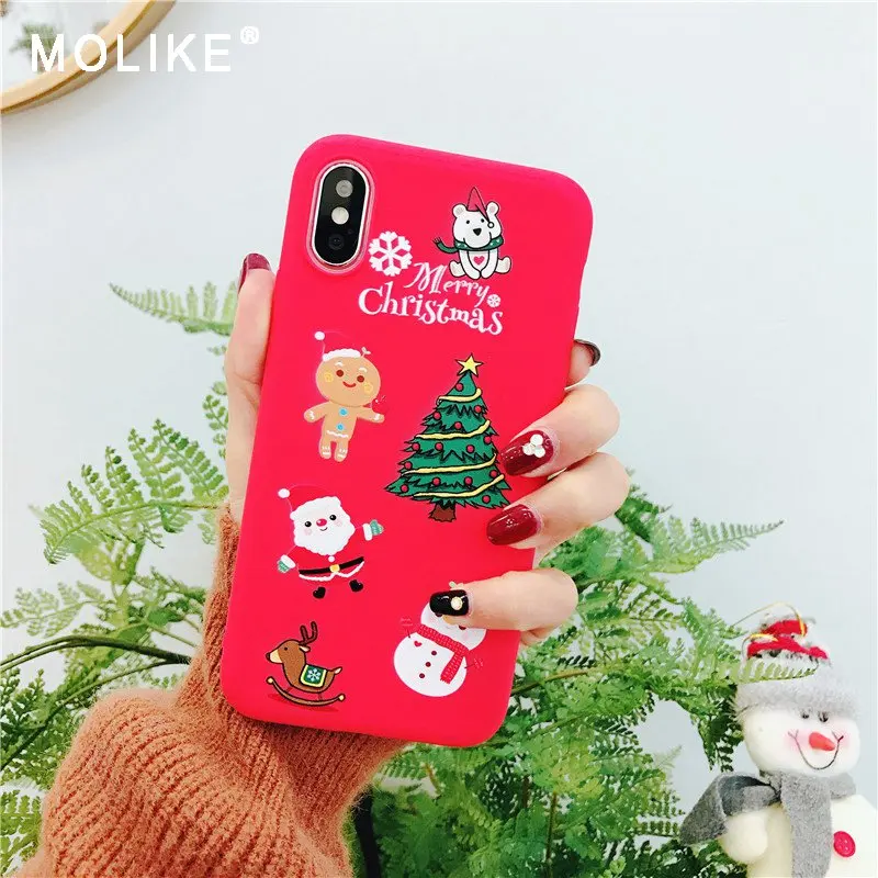 MOLIKE Phone Case For iPhone 6 S 6s 7 8 Plus X XR XS Max Cute Cartoon Christmas Soft TPU 5 5S SE Cover Coque |