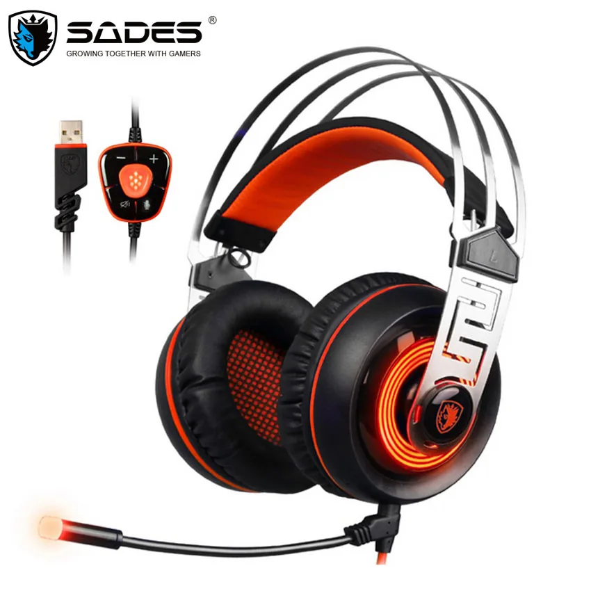 SADES A7 USB игровая гарнитура наушники 7 1 стерео объемный звук с микрофоном