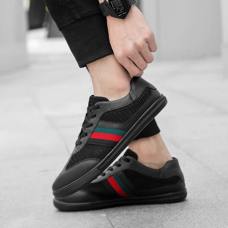 2019 New Fashion Men Genuine Leather Casual Shoes Lightweight Breathable Flats Mesh Luxury Brand Outdoor Sport Sneakers | Обувь
