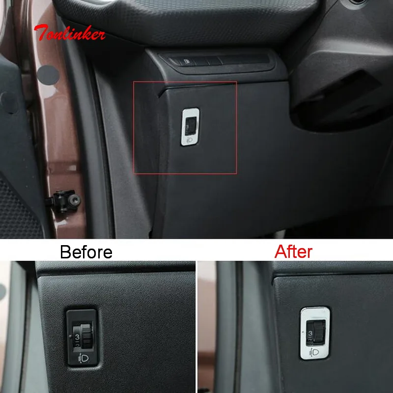 

Tonlinker Interior Headling Adjustment Cover Sticker for CITROEN C-Elysee 2014-17 Car Styling 1 PCS ABS Chrome Cover stickers