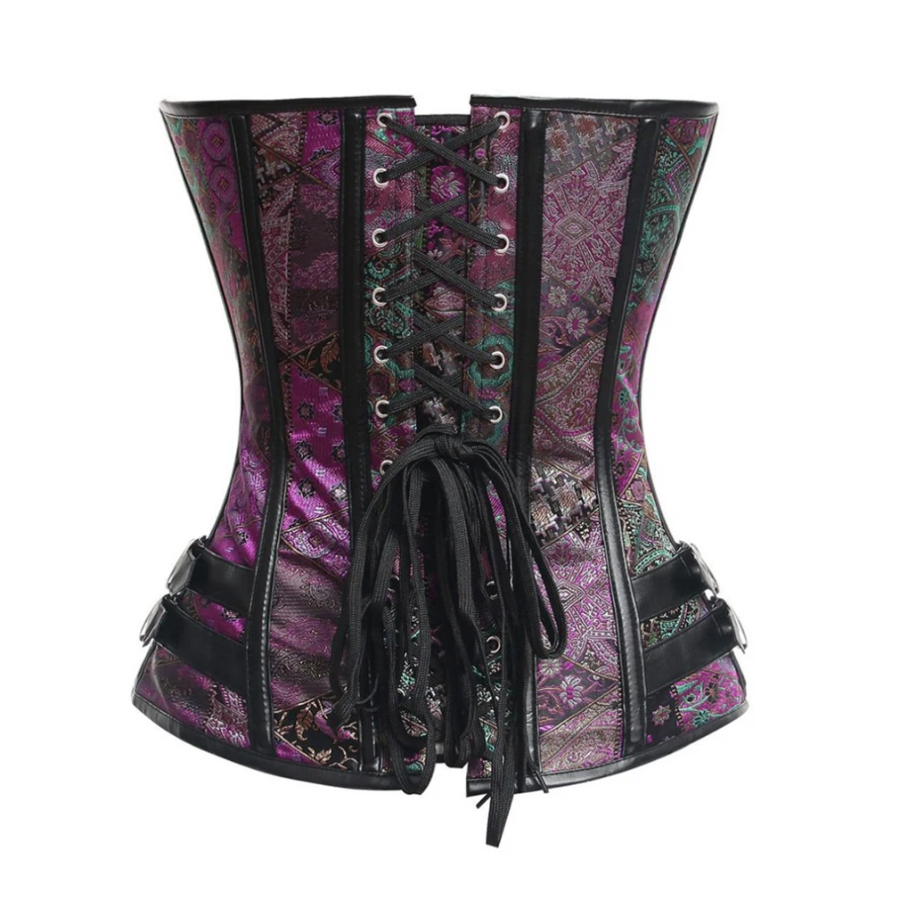 Корсет в стиле стимпанк большие размеры винтажный корсет из парчи стальной с