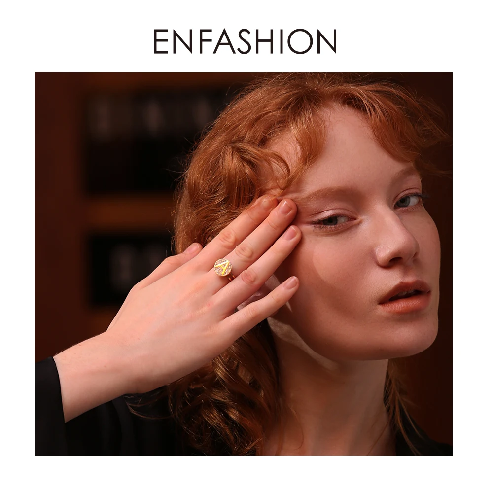 Кольцо с инициалом Enfashion женское из нержавеющей стали кольцо буквой золотого