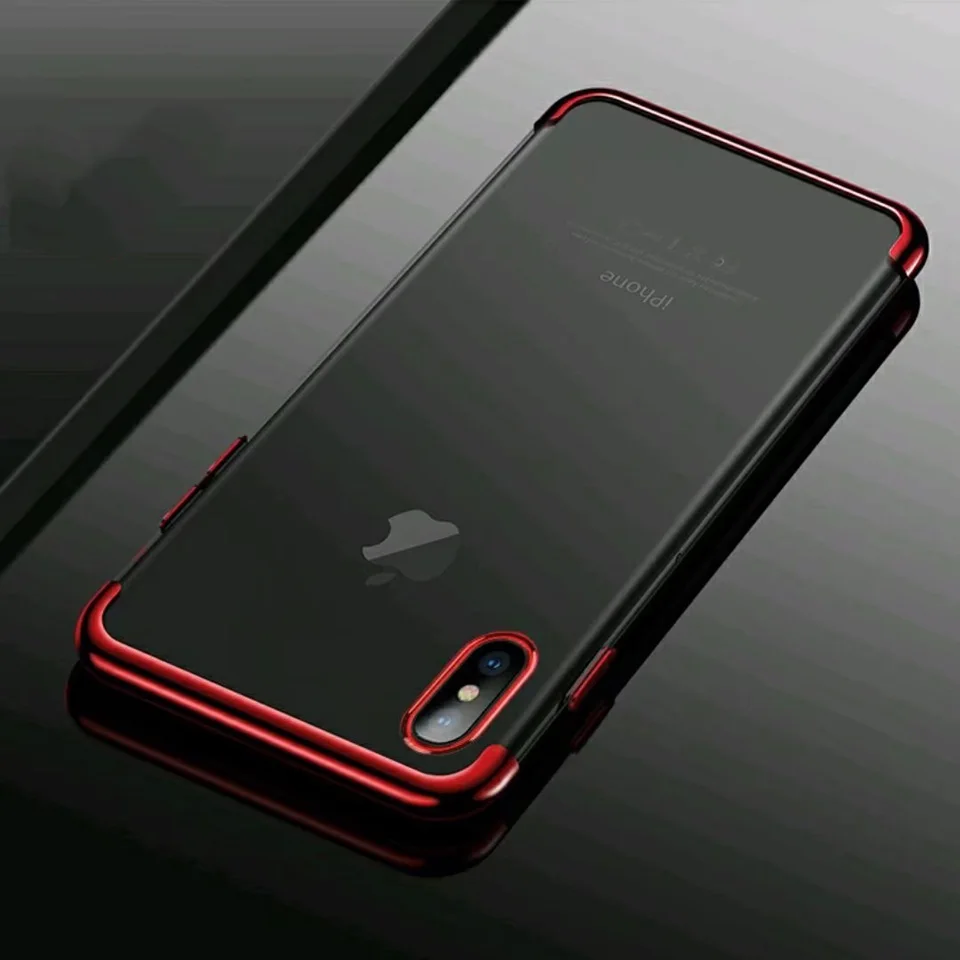 Тонкий блестящий чехол ТПУ с покрытием для iphone X 6 6s 7 8 Plus силиконовая блестящая