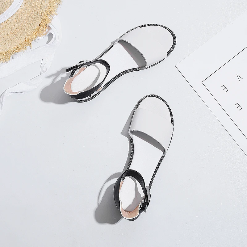 ESRFIYFE chaussures femme ete; коллекция года; Летняя обувь из натуральной кожи; Модные женские сандалии на плоской подошве; Повседневная пляжная женская обувь