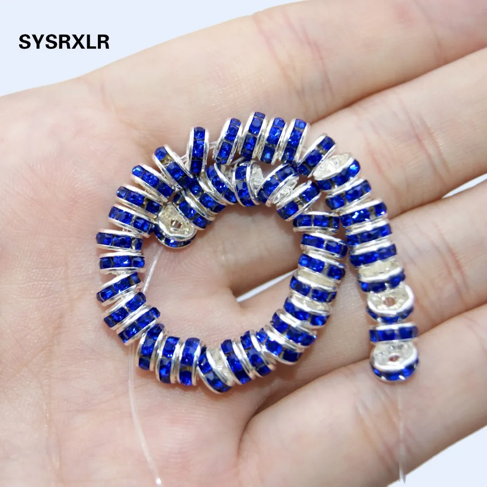 Оптовая продажа 100 шт очаровательные синие медные Стразы бусины для изготовления