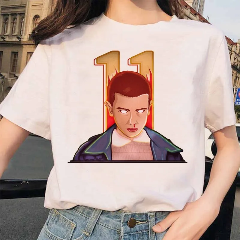 Новые странные вещи 3 Harajuku футболка женская с перевернутым пухом Ullzang Футболка