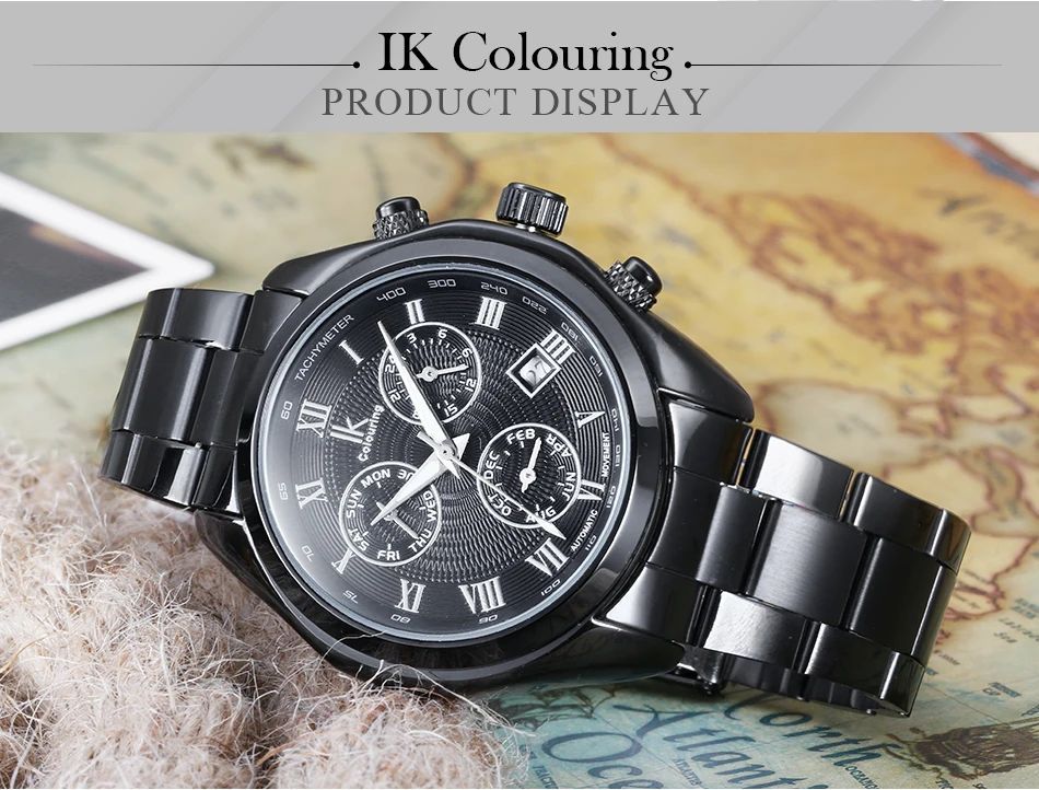 Мужские часы IK с римскими цифрами автоматические многофункциональные