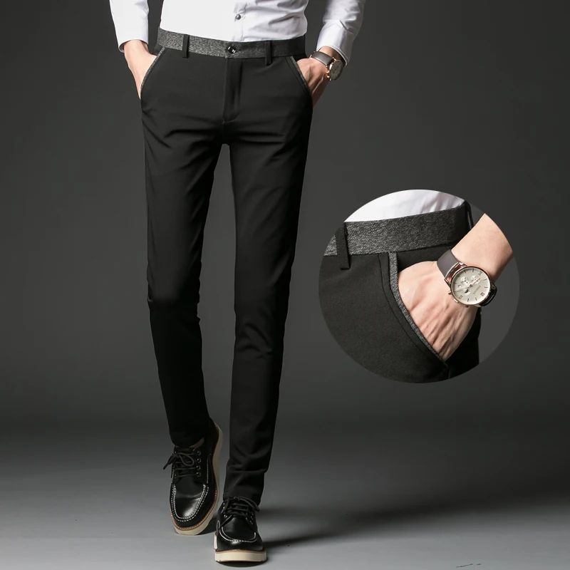 Для мужчин Брюки модные s Бизнес формальный костюм брюки Slim Fit Дизайн брюк Платья