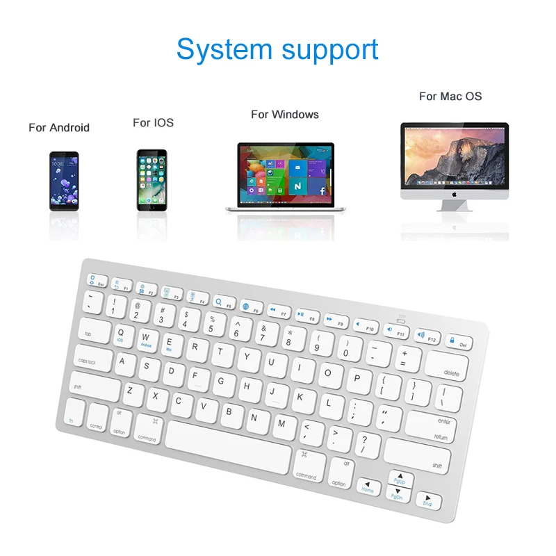Ультратонкая Мультимедийная Bluetooth клавиатура Беспроводная мини для iPad iPhone Macbook