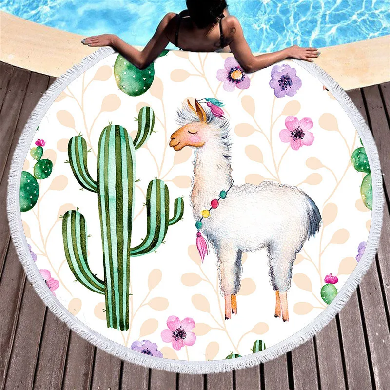 Круглое пляжное полотенце из микрофибры с бахромой 150 см шаль для плавания коврик