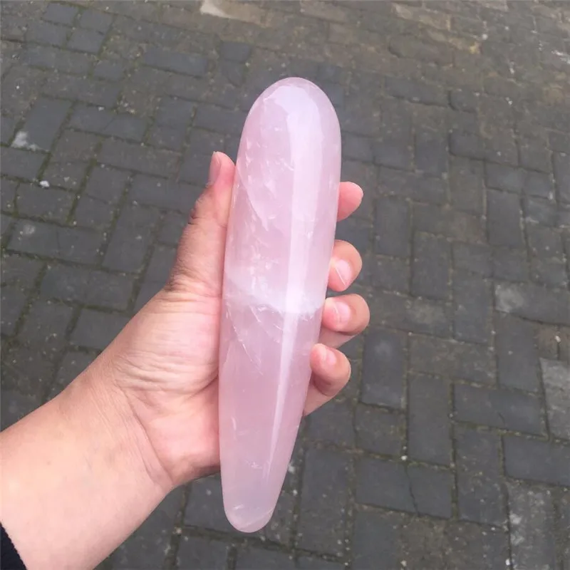 

18 см натуральный розовый кварц Кристальный массаж йони-палочка для женского здоровья или подарка
