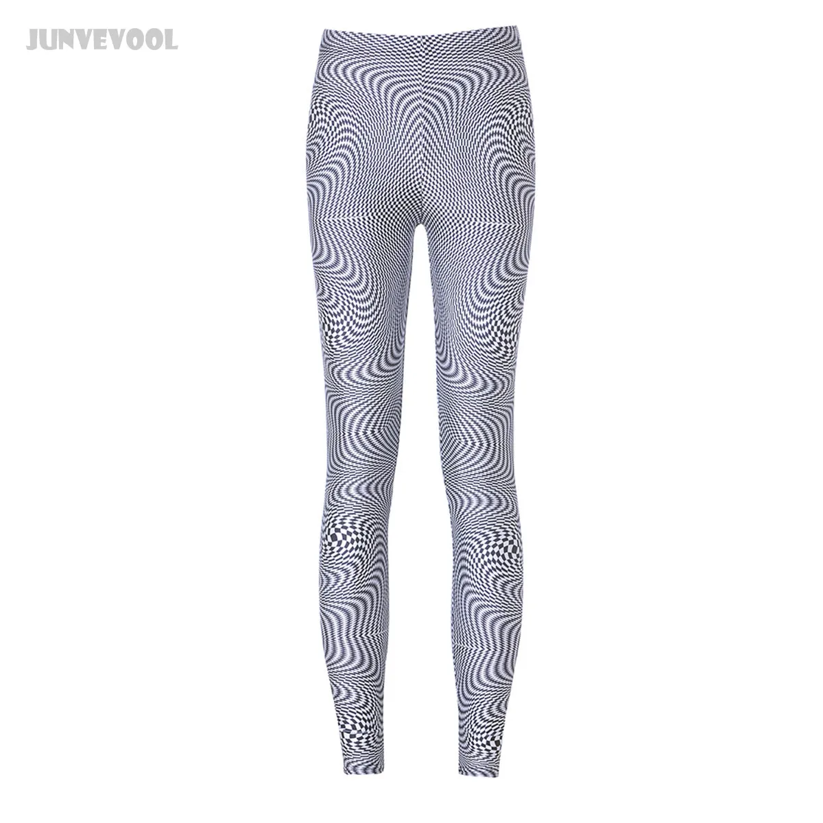 Узорчатые леггинсы узкие брюки с татуировкой женские белые черные полосатые