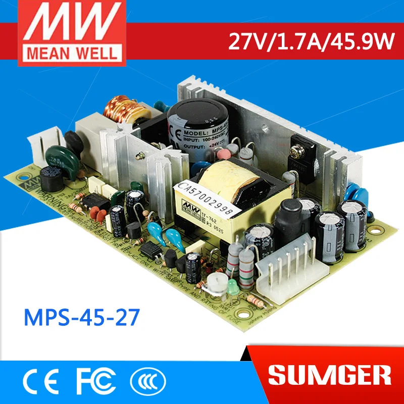 NEW Worthwhile Free shipping MEAN WELL MPS-45-27 2Pcs 27V 1.7A meanwell MPS-45 45.9W Single Output Medical Type | Обустройство дома