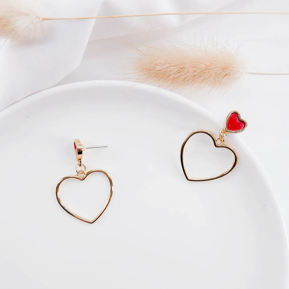 Женские серьги-капельки с большим золотым сердцем милые серьги в форме сердца