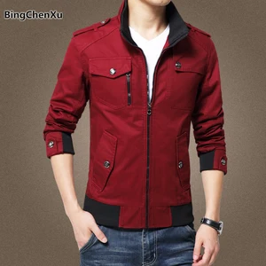 Куртка мужская повседневная в стиле милитари, пиджак пилота, модная верхняя одежда красного цвета, размера плюс, зима 1081