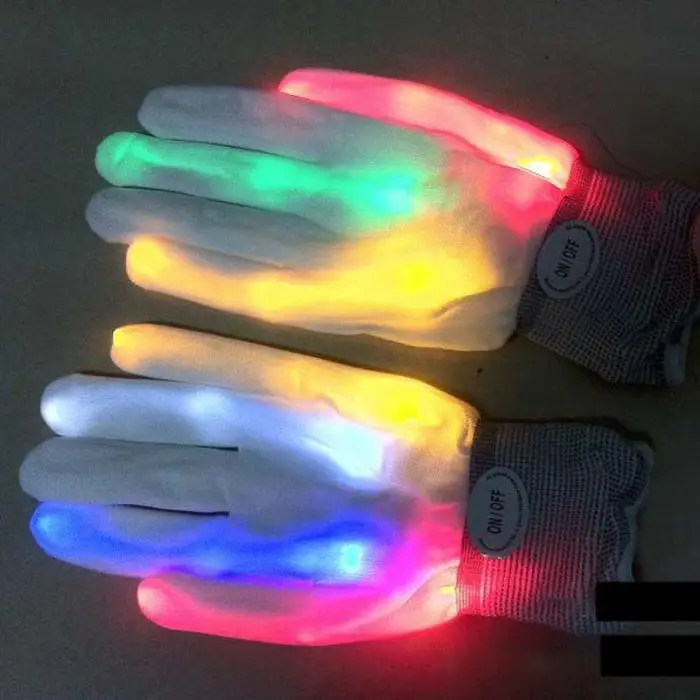 1 шт. креативные цветные светодиодные перчатки Rave светильник Finger светильник ing мигающая перчатка s унисекс скелетная перчатка подарок мигающая перчатка AA